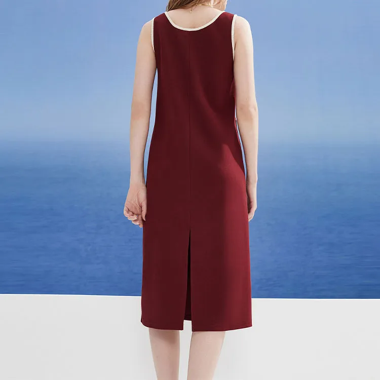 DKNY SS24 Sleeveless Dress Women's Maroon-2