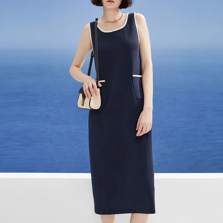 DKNY SS24 Sleeveless Dress Women's Dark Blue-1