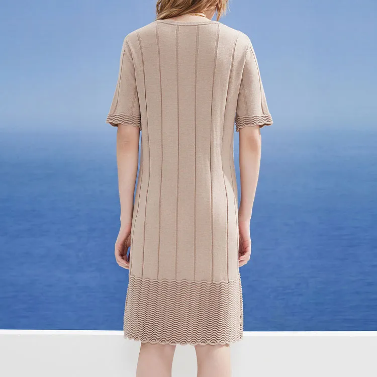 DKNY SS24 Short Sleeved Dress Women's Light Brown-2