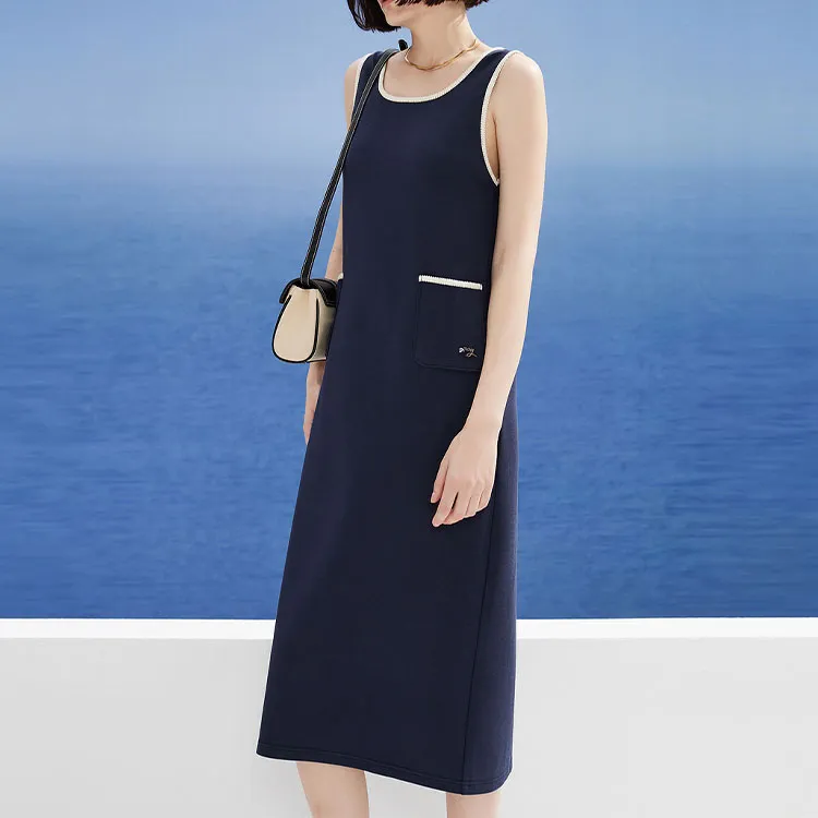 DKNY SS24 Sleeveless Dress Women's Dark Blue-3