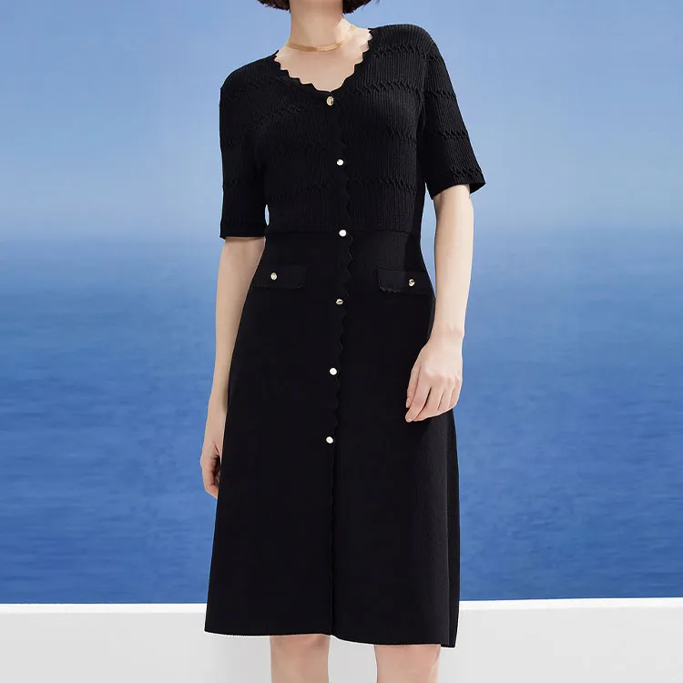 DKNY SS24 Short Sleeved Dress Women's Black-1