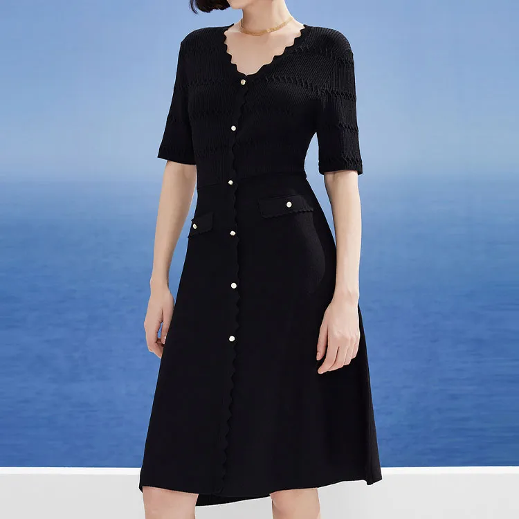 DKNY SS24 Short Sleeved Dress Women's Black-3