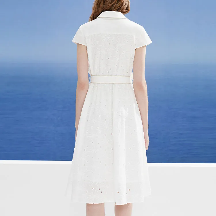 DKNY SS24 Short Sleeved Dress Women's White-2
