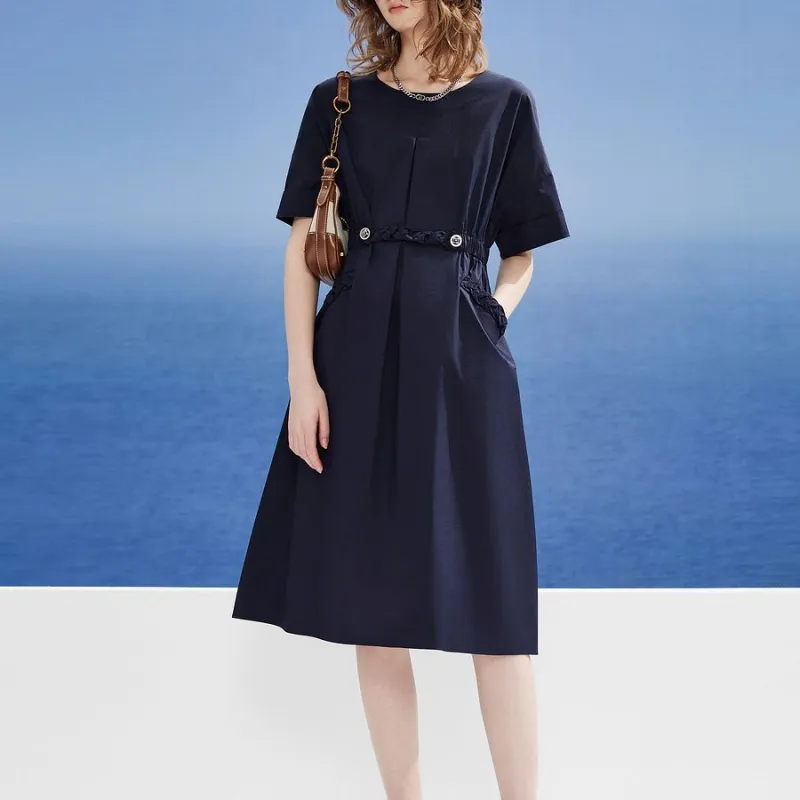 DKNY SS24 Short Sleeved Dress Women's Navy Blue-1