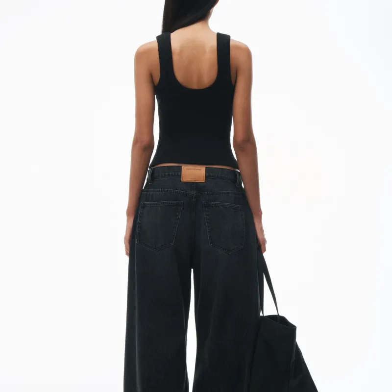 Alexander Wang Logo Embossed Fine Ribbed Tank Top-2