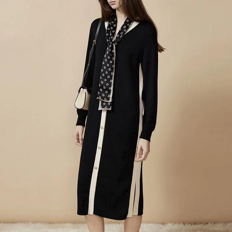 DKNY Long Sleeved Dress Women's Black-1