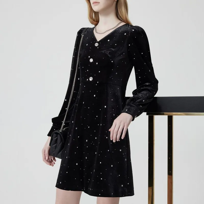 DKNY Long Sleeved Dress Women's Black-3