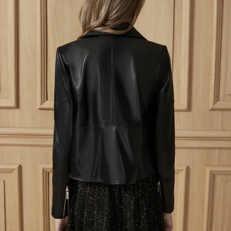 DKNY Leather Jacket Women's Black-2