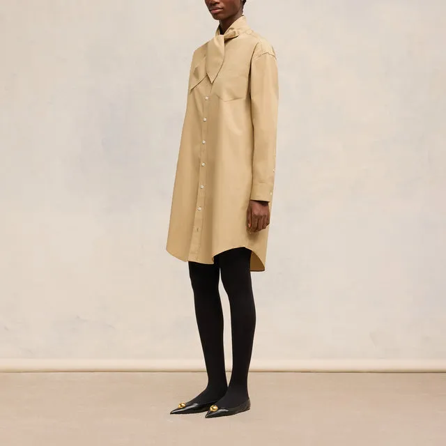 AMIPARIS Scarf collar Cotton Shirt Dress-2