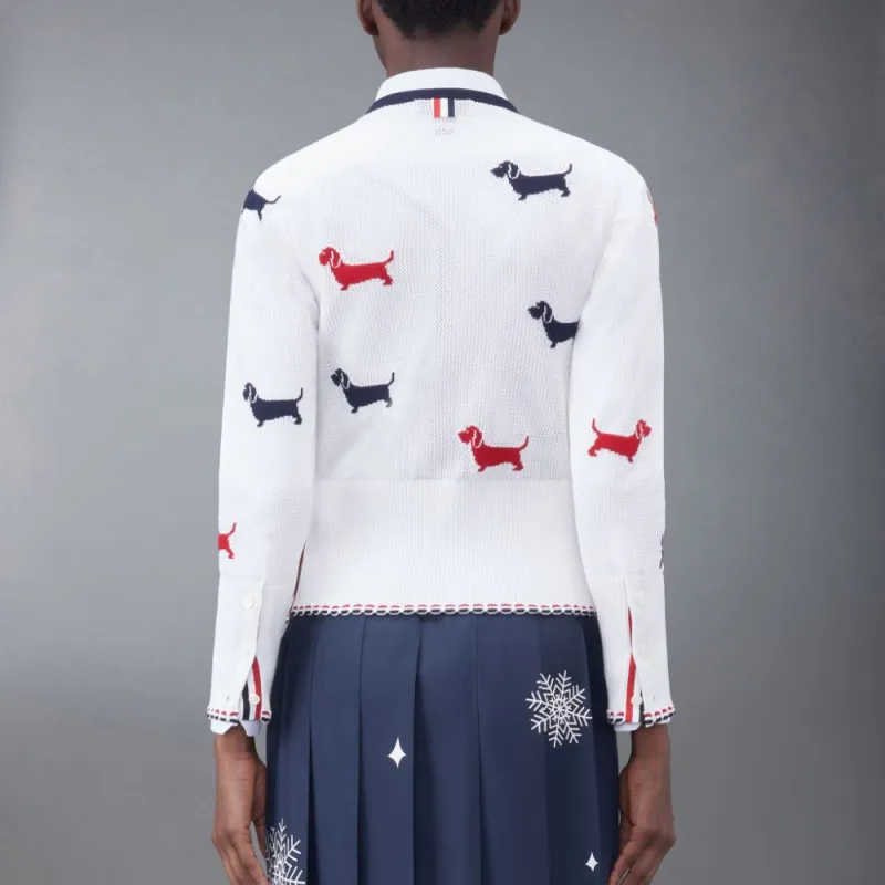 THOM BROWNE Intarsia knit Hector Cotton Cardigan-1