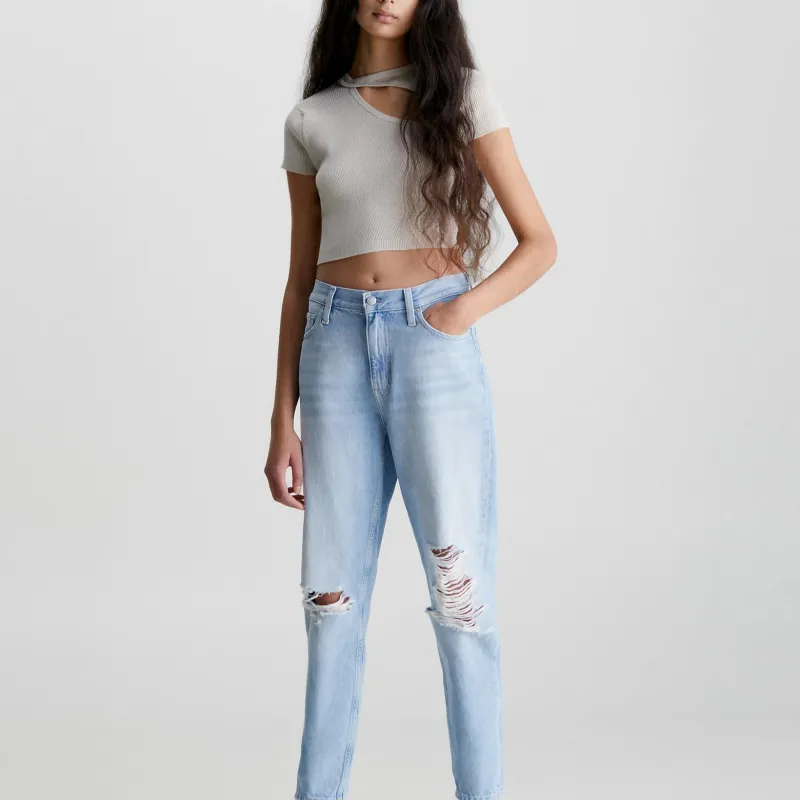 CALVIN KLEIN Crop Top Europe Version Women's Light Umber-1