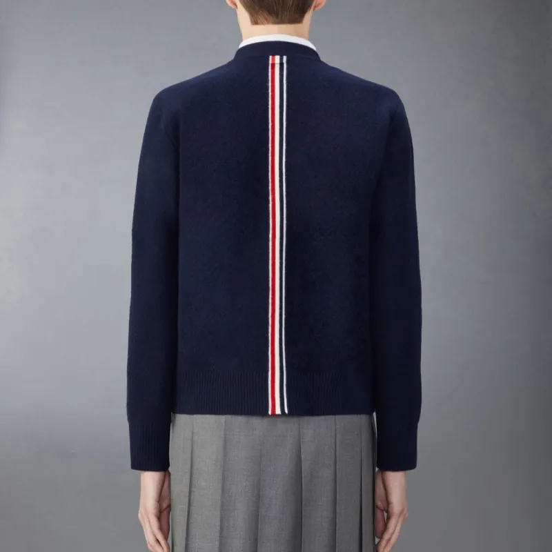 THOM BROWNE Washed Stitch Knitted Cardigan-2