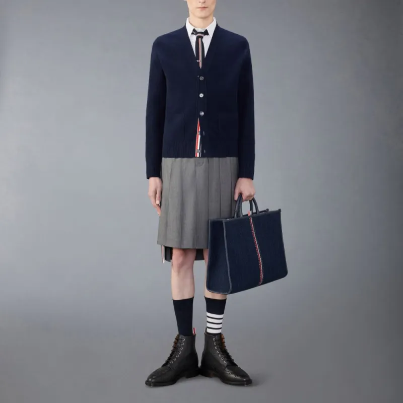 THOM BROWNE Washed Stitch Knitted Cardigan-1