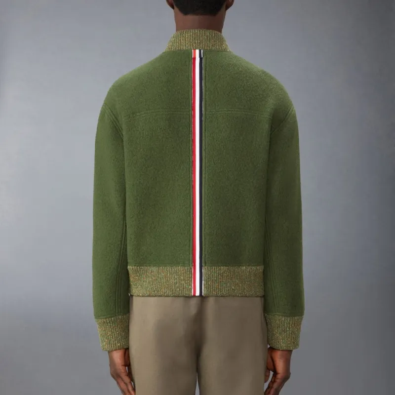 THOM BROWNE Stripe Detailed Zipped Bomber Jacket-2