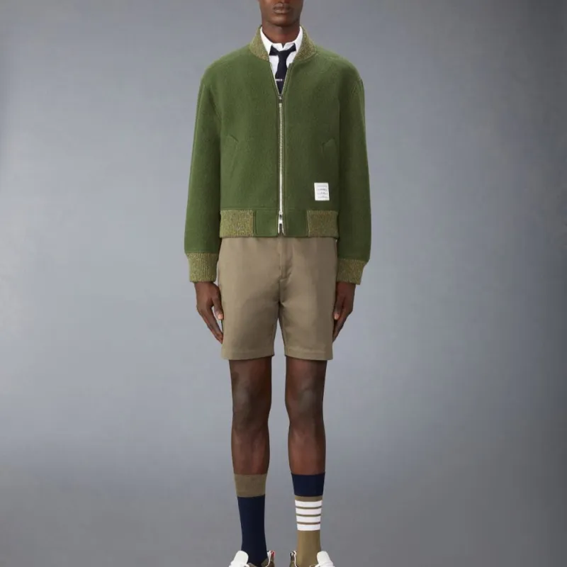 THOM BROWNE Stripe Detailed Zipped Bomber Jacket-1