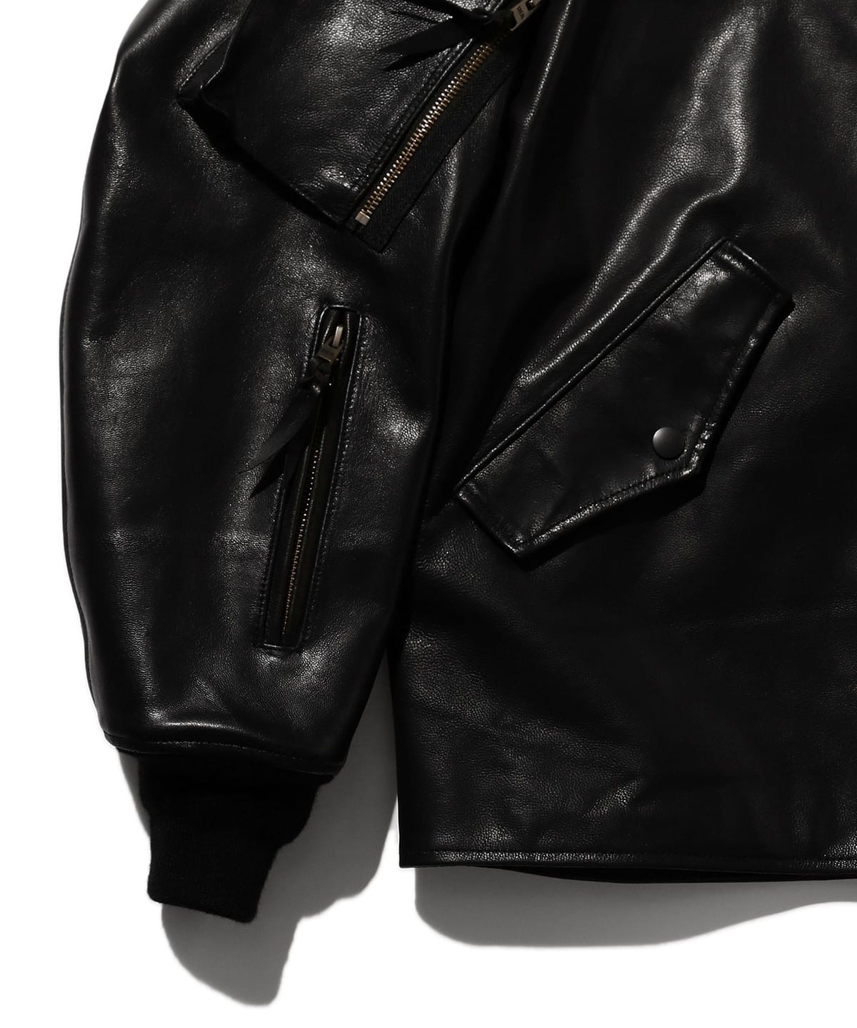 Beams FUTURE ARCHIVE Series Leather Jackets Men Black - POIZON