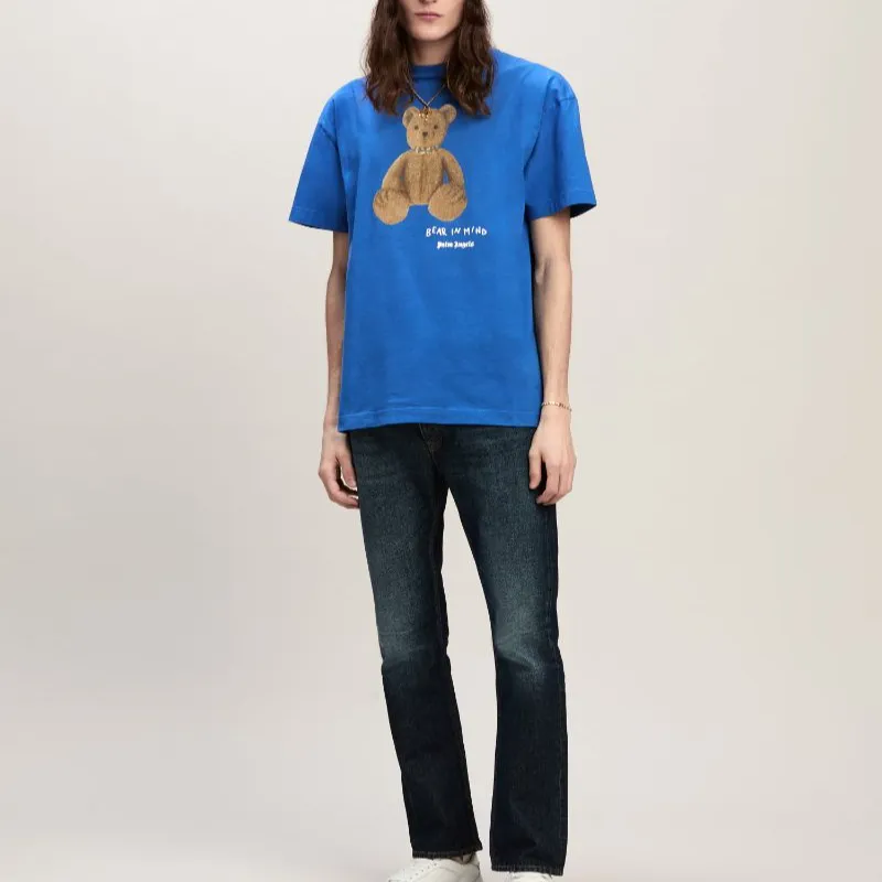 PALM ANGELS Bear In Mind Bear Printed Crewneck T Shirt-1