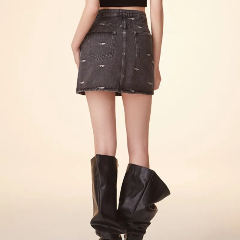 LALABOBO Denim Short Skirts Women's Gray-1