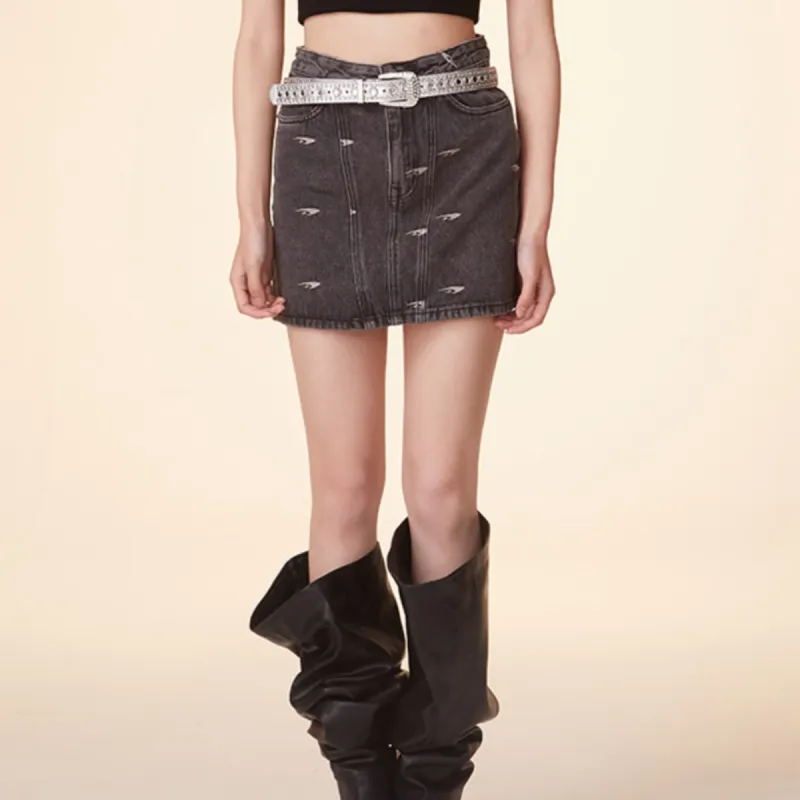 LALABOBO Denim Short Skirts Women's Gray-2