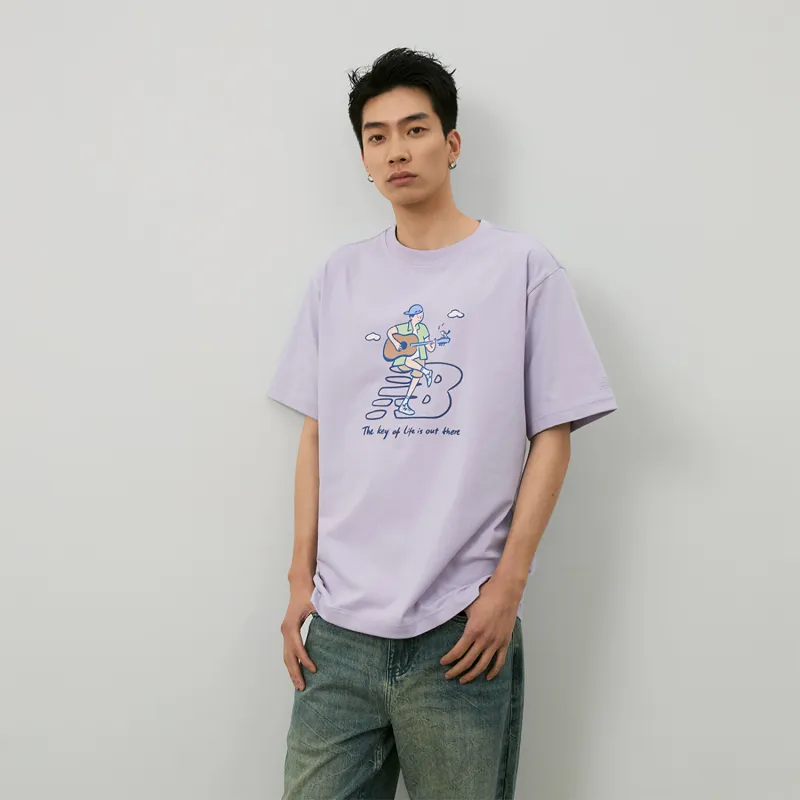 New Balance x PK SHEJISHILIANMINGKUAN Centripetal Life Illustration Series T Shirt Unisex Light Purple-4
