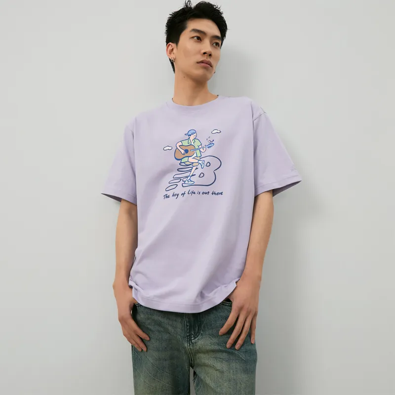 New Balance x PK SHEJISHILIANMINGKUAN Centripetal Life Illustration Series T Shirt Unisex Light Purple-5