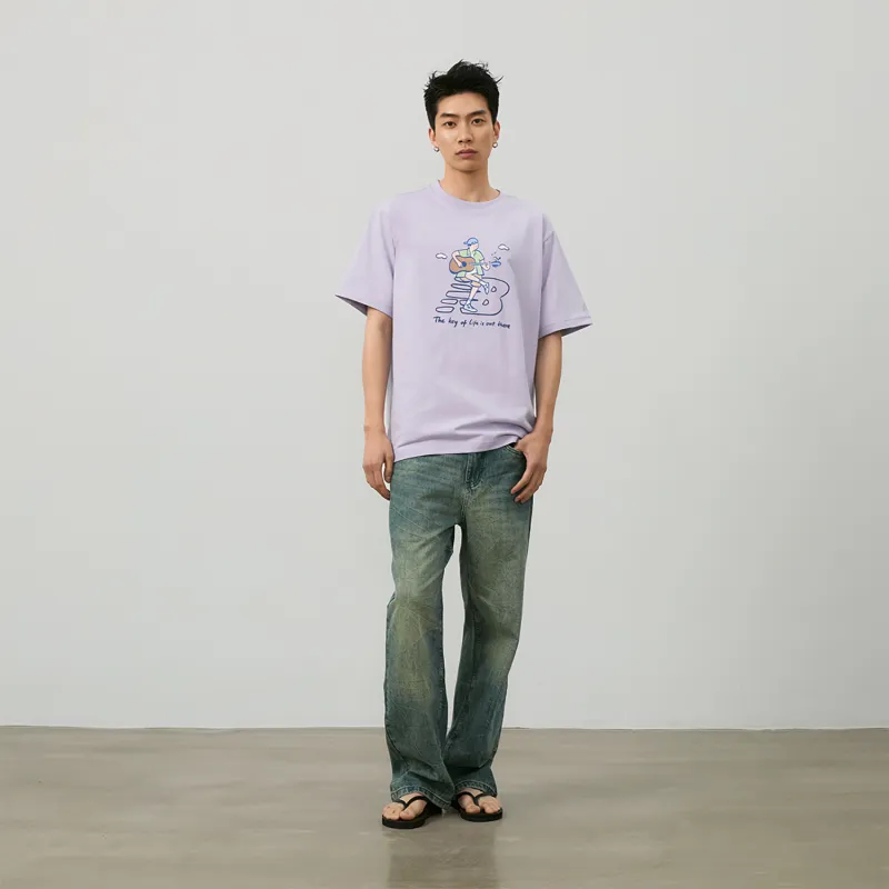 New Balance x PK SHEJISHILIANMINGKUAN Centripetal Life Illustration Series T Shirt Unisex Light Purple-2