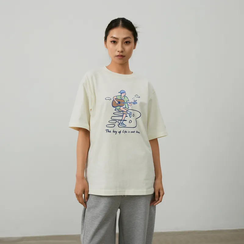 New Balance x PK SHEJISHILIANMING Centripetal Life Illustration Series T Shirt Unisex White-4
