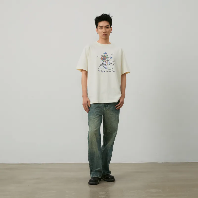 New Balance x PK SHEJISHILIANMING Centripetal Life Illustration Series T Shirt Unisex White-2