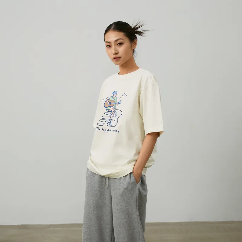 New Balance x PK SHEJISHILIANMING Centripetal Life Illustration Series T Shirt Unisex White-5