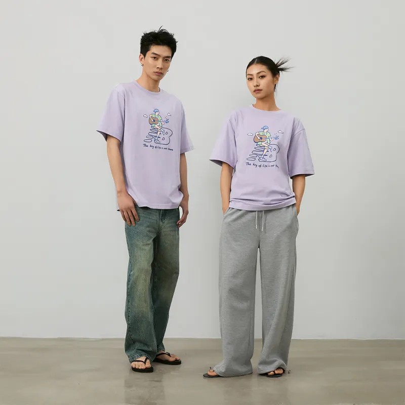 New Balance x PK SHEJISHILIANMINGKUAN Centripetal Life Illustration Series T Shirt Unisex Light Purple-6