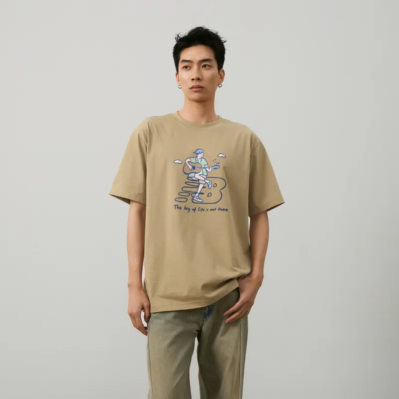 New Balance x PK SHEJISHILIANMINGKUAN Centripetal Life Illustration Series T Shirt Unisex Khaki-4