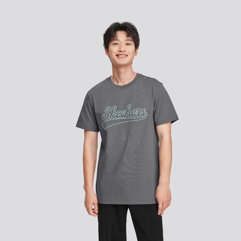Skechers Drop Shoulder Sleeve T Shirt Unisex Lime Gray-1