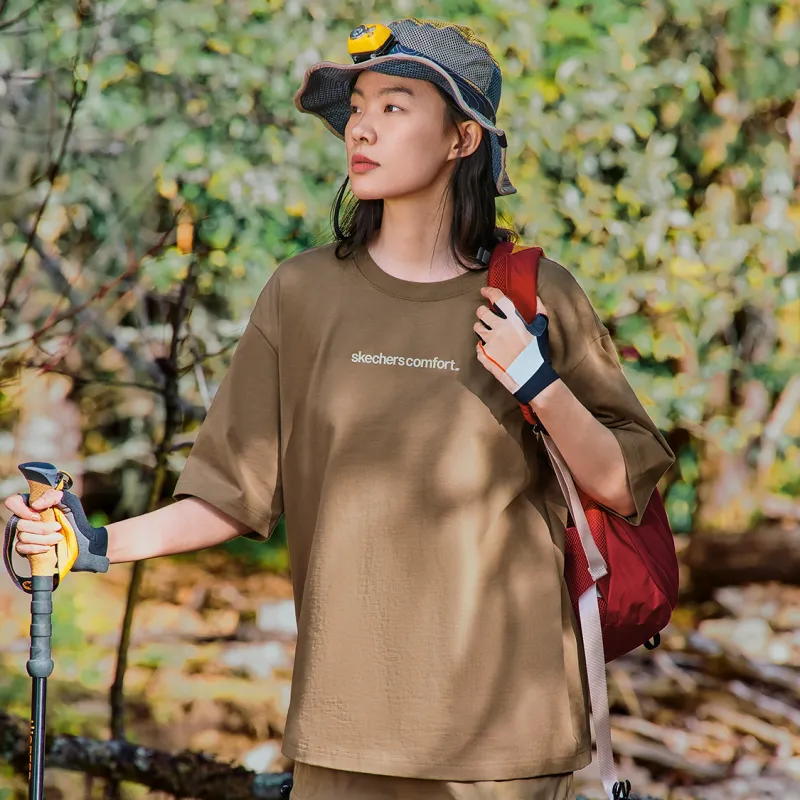 Skechers Drop Shoulder Sleeve T Shirt Unisex Mocha-2