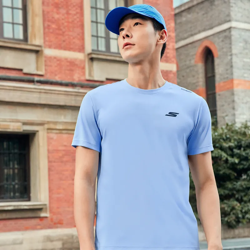 Skechers Comfort Technology Series T-Shirt Men's Moon White Blue-4