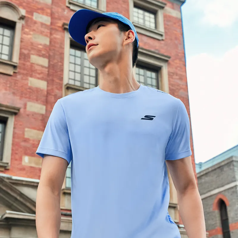 Skechers Comfort Technology Series T-Shirt Men's Moon White Blue-3