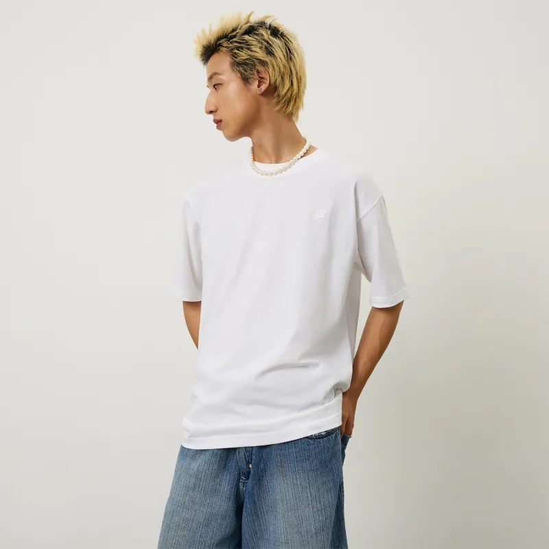 New Balance NB 100% Cotton T Shirt Men's White-3