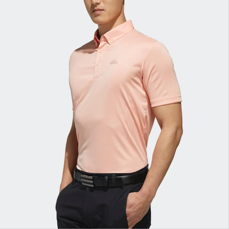 Adidas SS Golf Polo Shirt Men's Neon Pink Red-4