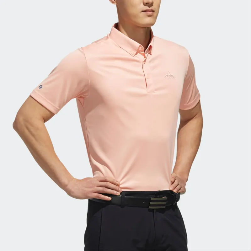 Adidas SS Golf Polo Shirt Men's Neon Pink Red-5