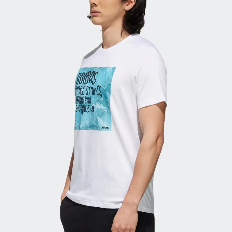 Adidas Neo FAV SLGN TEE2 T Shirt Men's White/Aqua Green-4