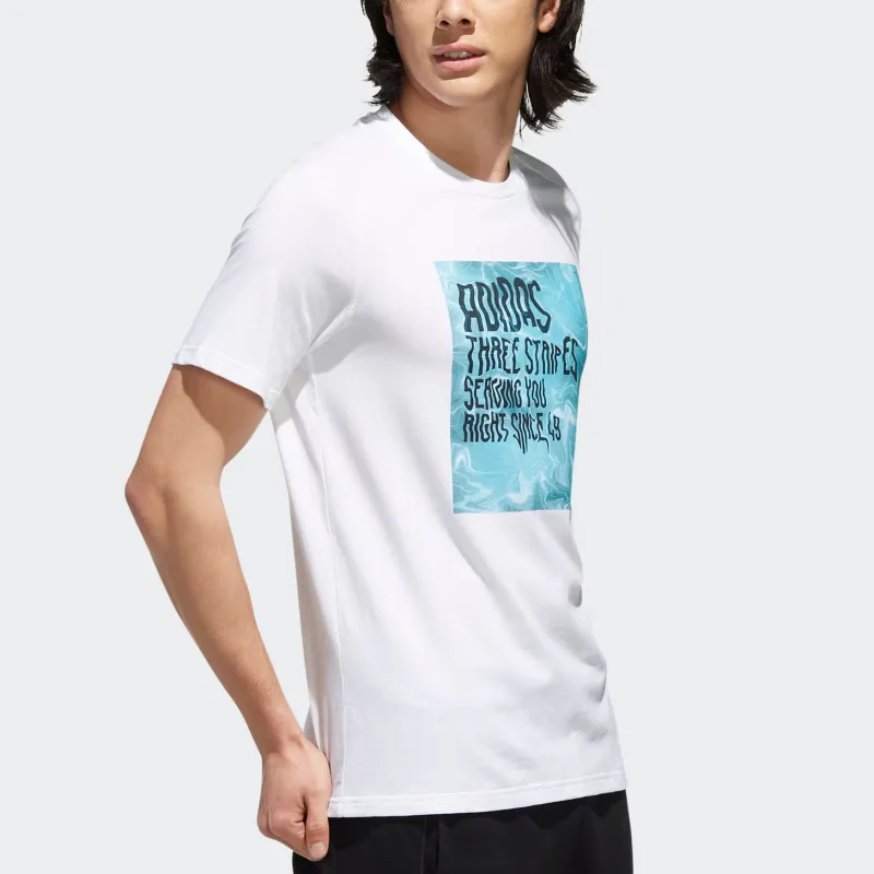 Adidas Neo FAV SLGN TEE2 T Shirt Men's White/Aqua Green-5