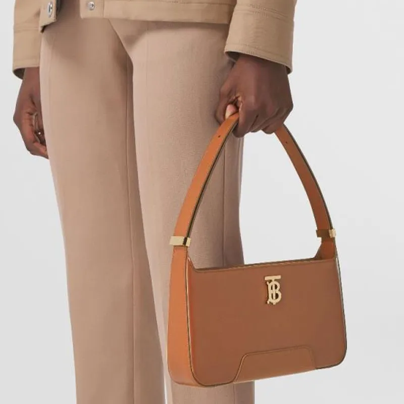 Burberry Calfskin Shoulder Bag, Handbag, Shoulder Bag Women's Warm Brown Taupe-4