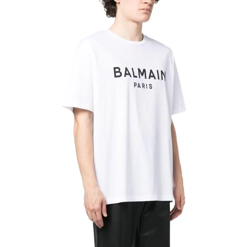 BALMAIN Logo Printed Crewneck T Shirt-5