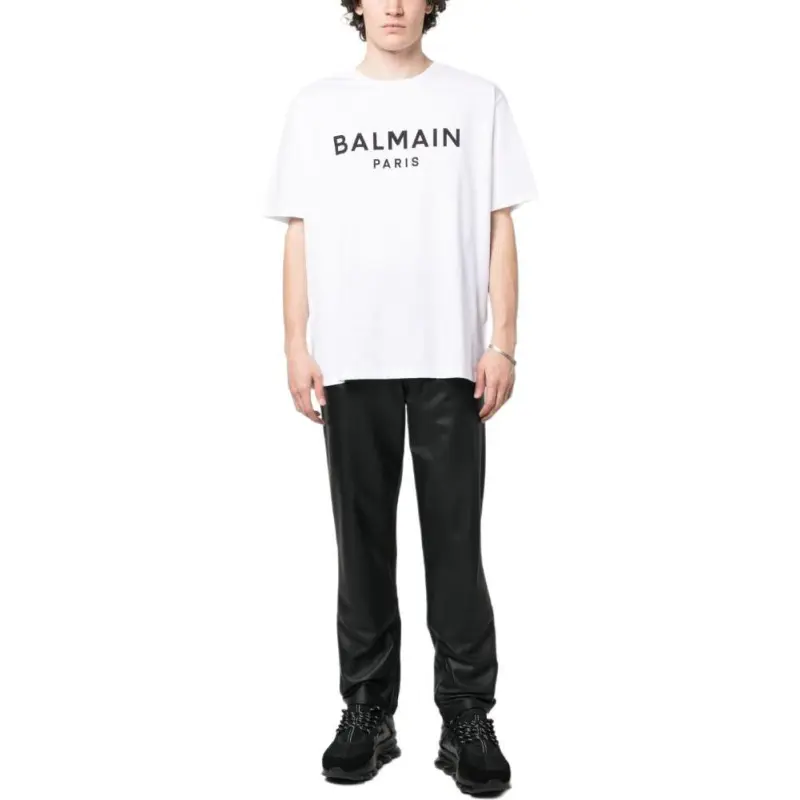 BALMAIN Logo Printed Crewneck T Shirt-3