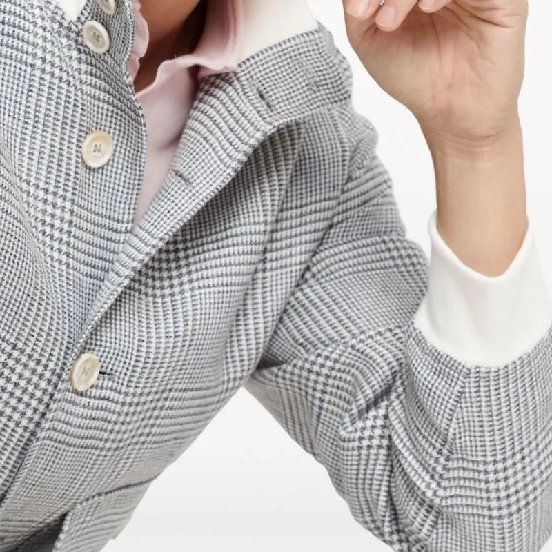 Brunello Cucinelli Checked High Neck Jacket-3