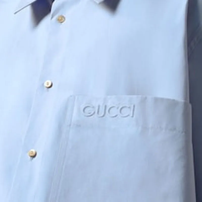 GUCCI Logo Embroidered Poplin Shirt-6
