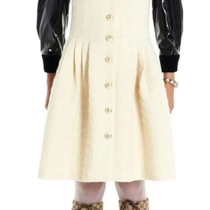 GUCCI Long-Sleeved Dresses Women's Black/White-4