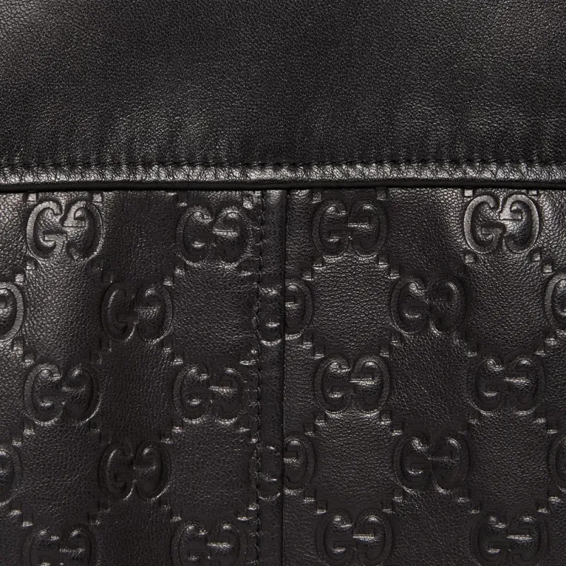 GUCCI Gg Debossed pattern Leather Jacket-5