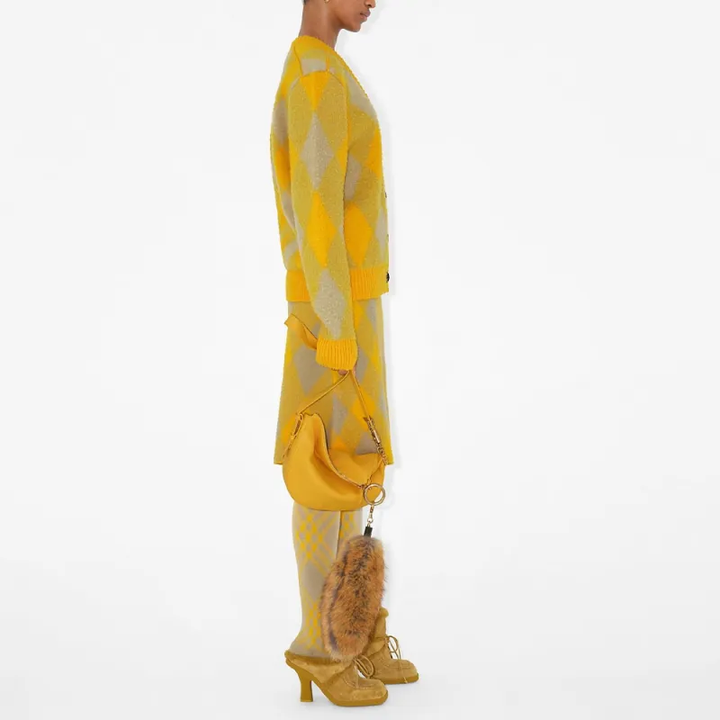Burberry Argyle Patterned Jacquard Wool Cardigan 'Yellow/Gold'-4
