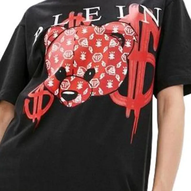 PHILIPP PLEIN Drop Shoulder Sleeve T Shirt Women's Black-4