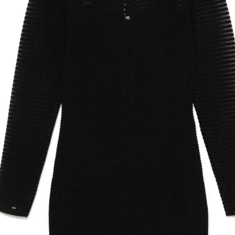 Elisabetta Franchi Herringbone Pattern Midi Dress-5